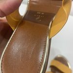 Contessa Italian Leather Shoes 8.5M Brown Mustard Yellow Strappy Wedge Sandals Size 8.5 Photo 6