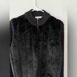 Kathie Lee Collection VTG KATHIE LEE Faux Fur Front Zip Black Knit Medium Sweater Teddy Size S M Photo 7