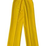 1970s Vtg Bright Yellow Poly Pants Wide Leg Bumble Bee Patches 24x32.5 XS Size 24 Photo 1