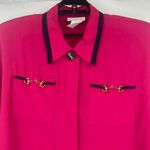 Vtg 90s Pride & Joy Button Womens Top 22W Equestrian Preppy Heritage Gold Bit 80 Pink Photo 5