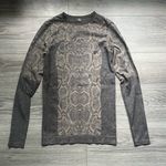 Varley  Brown Bodycon Snakeskin Print Long Sleeve Active Yoga Run Top Size M Photo 0