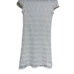 Burberry • LONDON• White Crochet Lace Overlay Short Sleeve Shift Dress Size 10 Photo 4