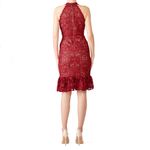 Marchesa Notte Red Sheath Dress with Guipure Lace Size 4 Photo 3
