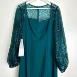 JS Collections  Kim Sequin Long Sleeve Column Gown in Teal Size US 6 Photo 4