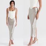 House Of CB  Colette Shimmer Champagne Midi Skirt M Photo 0