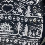 Handmade Black and white fair isle winter scenery Christmas sweater, hand knit pullover Photo 3