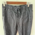 Level 99 Women's Shannon Linen Blend Elastic‎ Waist Drawstring Joggers Size XS Gray Photo 2