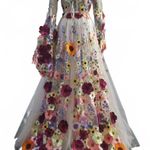 Whimsical Floral Colorful Boho Beach Wedding Dress w/Removable Sleeves Size 10 Photo 1