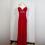 ASOS NWT  DESIGN ruched bust chiffon panelled corset maxi dress in red sz‎ 8 Photo 3