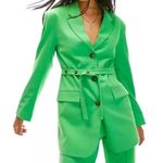 Topshop  Women's Belted Longline Blazer Bright Green Size 4 NWOT Photo 0