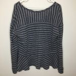 Free People // WE THE FREE Blue-Gray Black Striped Peplum Waffle Knit Blouse Med Photo 10