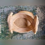 Vintage woven face veil floral bridal wedding headpiece hat Tan Photo 7