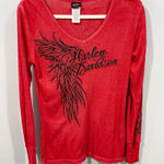 Harley Davidson  Rhinestone Wing Long Sleeve Tee Mason OH Red S Photo 0
