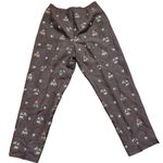 Talbots Petites Brown silk/linen blend cropped Trousers elephants embroidered 6 Photo 6