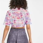 Nike Womens Size M Tie-Front Mesh Crop Top Floral Pastel Y2K Vaporwave Aesthetic Photo 2