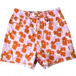 ZARA Shorts Womens US 6 Purple Orange Poppy Floral 90s High Rise Raw Hem Photo 1