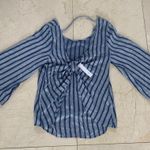 Drew  NWT $166 Jean/Ivory Striped Blouse Sz M Photo 2