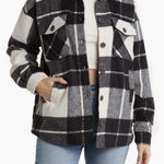 Thread and Supply Plaid Button Down Long Sleeve Shirt Jacket Black Women's Med Photo 0