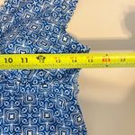 Lands End Women's Tankini Top Size 10 Blue Geometric Scalloped V Neck Photo 5