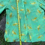 Leifsdottir‎ Anthropologie 100% Silk Green Bird Print Button Down Blouse Sz 6 Photo 4