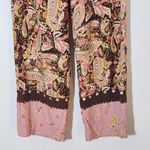 Anne Carson  Brown and  Pink Paisley Silk Wide-Leg Pants Size Large Photo 3