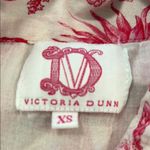 Victoria Dunn Wild Flower Pink Cream Cotton Tie Shirt Dress Dress Size XS Photo 4