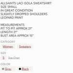 ALLSAINTS BLACK ANIMAL PRINT SWEATSHIRT Photo 6