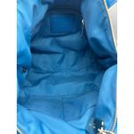 Coach  Blue Nylon Tote Bag Handbag Purse Satchel with Leather Straps & Accents Photo 4