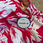 Swimsuits for All Pink White Tropical Print Side Tie Blouson Tankini Top Size 28 Photo 3