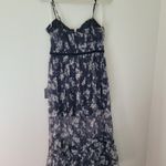 Lulus  Black Floral Print Tulle Bustier Maxi Dress NWT Photo 3