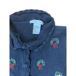 Victoria Jones Cardigan Sweater Black Green Christmas Wreath Embroidered Sz M Photo 3
