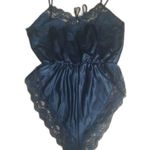 Ms. Leslee Vintage 80s 90s Lingerie Teddy Bodysuit Poly Satin Black Size Large Photo 1