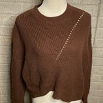 525 America 525 Brown Cropped Knit‎ Long Sleeve Pullover Sweater Size Small Photo 0