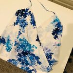 Blue floral wrap halter top Photo 1