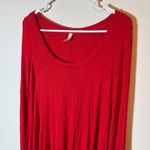 Free People ‎ Red Ribbed Knit Long Sleeve Top High Low Hem Size Small Photo 1