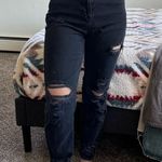 American Eagle  Black Straight Leg Ripped Jeans Photo 0