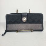 Coach Legacy Signature Stripe Snap Front And Zip Around Wallet Black Silver Photo 0