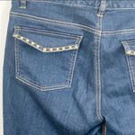 Michael Kors Size 10 Blue Dark Wash Studded Flare Leg Flap Pocket Jeans Photo 3