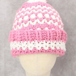Pink Cable Knit Crochet Pom Pom Cozy Cottagecore Chunky Beanie Cap Hat Photo 0