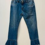 ZARA Basic z1975 Denim Jeans Womens Size 4 Blue Ruffle Flare Photo 3