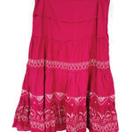 Sunny Leigh  Boho Embroidered Tiered Pink Midi Skirt 14‎ Photo 0