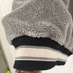 Dylan  Charcoal Plush Pullover with Striped Cuffs and Hems Photo 1