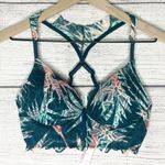 PINK - Victoria's Secret VS PINK Teal Tropical Date Night Push Up Wireless Racerback Lace Bralette Small Photo 3