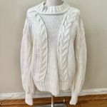 EXPRESS Women’s Chucky Cable Knit Long Sleeve Puff Sweater White Size S NEW Photo 1