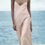 ZARA  maxi midi dress wedding dusty rose satin effect slip party evening  Photo 7