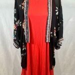 Xhilaration Black floral kimono wrap top and orange sleeveless dress size M/L Photo 0