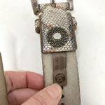 B. Belt 1.25" Studded Snake Embossed Leather Belt Cream Style BB0374 Size 95 Photo 1