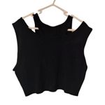 H&M Womens Sleeveless Ribbed Jersey Double-layered Cropped Top Black Size XXL Photo 2