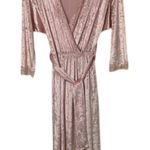 Miss Elaine Vintage 1980s Pink Velvet Like Long Robe Womens Petite USA Lace Photo 0