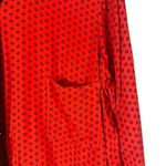 Splendid  Red Black Collared Floral Long Sleeve Button Down Blouse Women Sz L Photo 3